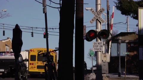 Railroad crossing traffic Stock Footage 67969995