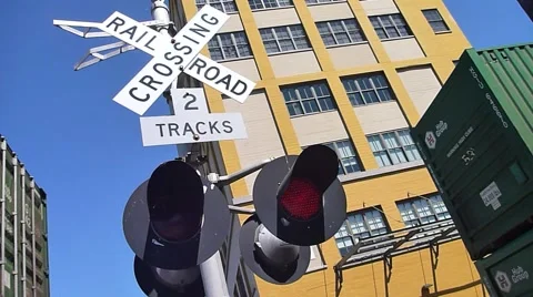 Railroad Crossing with Train 1 Stock Footage 51166736