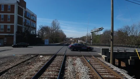 Railroad Crossing Train POV Stock Footage 124754660