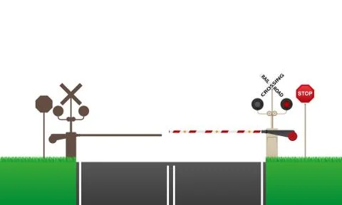 Railroad crossing vector illustration Stockillustratie