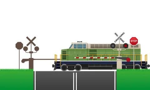 Railroad crossing vector illustration Illustrazione stock