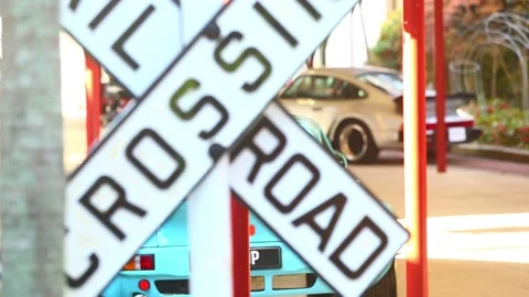 Railroad crossraod train Stock-Footage 132068148