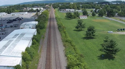 Railroad Distant Aerial Stock Footage 58799714
