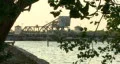 Railroad Drawbridge ViewThru Tree Branches HD Footage