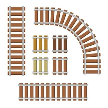 Railroad Elements Set on White Background. Vector Illustrazione stock