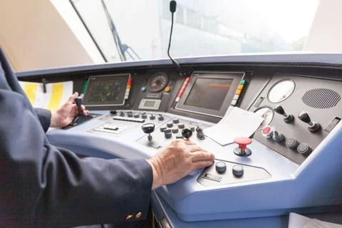 Railroad engineer. Train driver. Stock Photos
