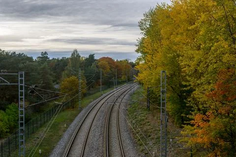 Railroad in Estonia at fall Stock Photos