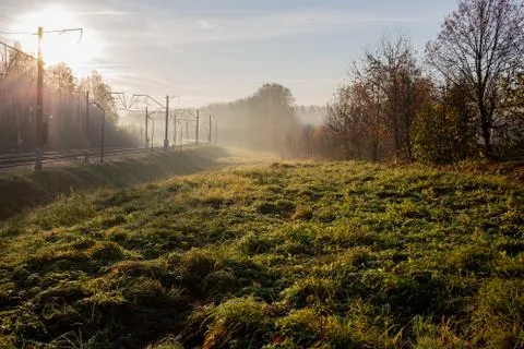 Railroad on a forest background. Stock Photos