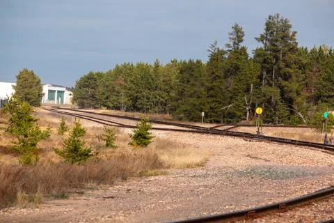 A railroad in the forest Stock Photos
