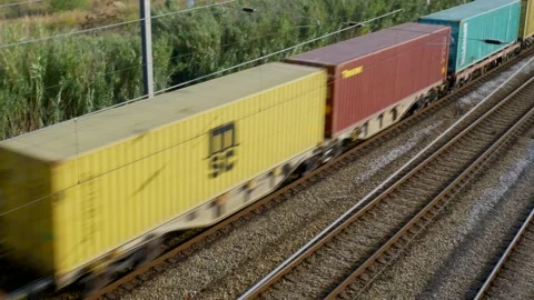 Railroad, Freight Train, Container Train | Stock Video | Pond5