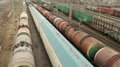 Railroad Junction Freight trains Stock Footage 80558899