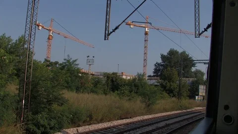 Railroad line from train´s window Stock Footage 93960186