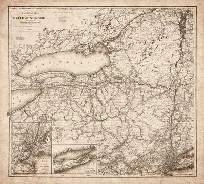 Railroad Map Of The State Of New York 1894 Map Stock Illustration