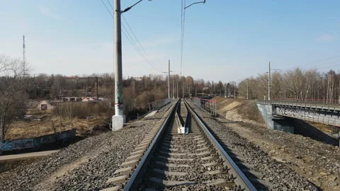 Railroad movement on rails forward Video stock 152419207