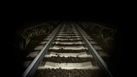 Railroad night, forward loop, 3D animation Stock Footage 82990064