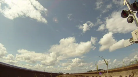 Railroad, POV, fast freight train over camera position Stock Footage