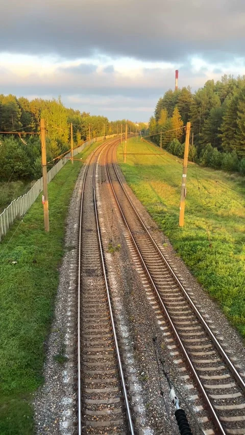 Railroad. Rails. Vertical video Stock Footage 289663145