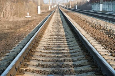 Railroad with selected focus Stock Photos