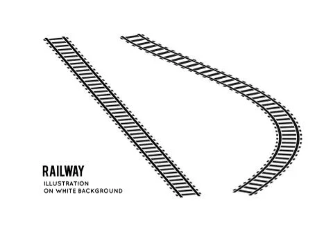 Railroad set top view. Vector illustration on white Stock Illustration
