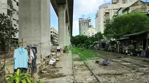 Railroad Slums Stock Footage 10593989
