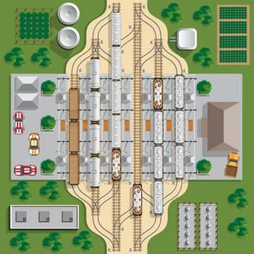 Railroad station. Stock Illustration