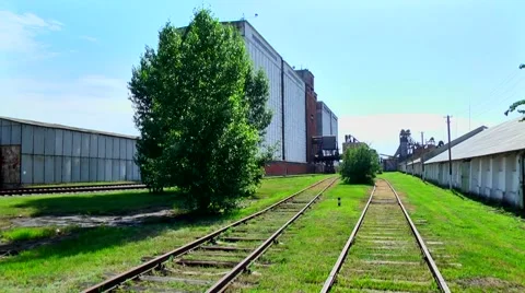 Railroad to the storage of grain Stock Footage 61127137