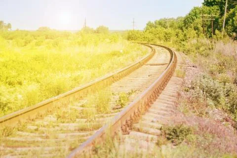 Railroad at sunset Stock-Fotos