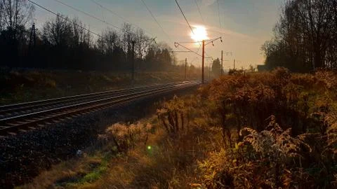 Railroad in the sunset Foto stock