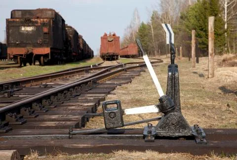 Railroad switch 스톡 사진