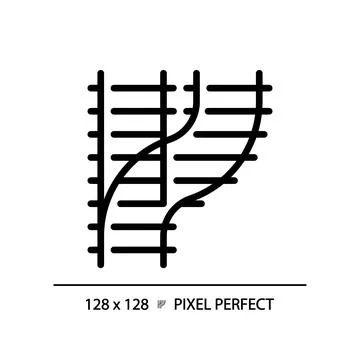 Railroad switch pixel perfect black glyph icon Stock-Illustration