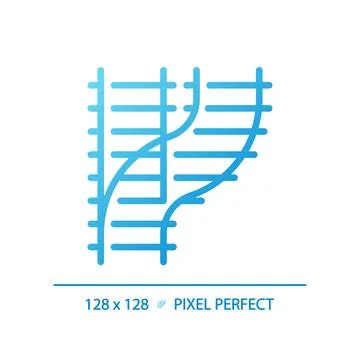 Railroad switch pixel perfect gradient linear vector icon Illustrazione stock