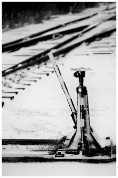Railroad switch in winter Stock Photos
