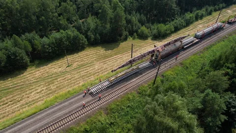 Railroad Track Construction. Train Track Repair and Maintenance Stock Footage 161961530