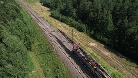 Railroad Track Construction. Train Track Repair and Maintenance Видео 161963811