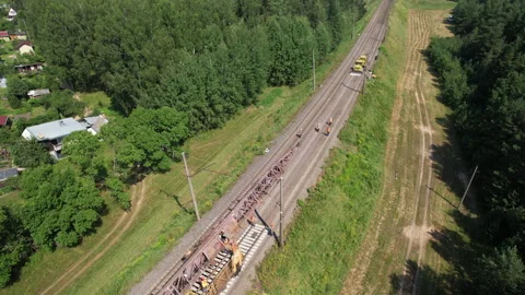 Railroad Track Construction. Train Track Repair and Maintenance Video stock 167034234