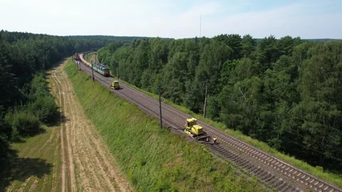 Railroad Track Construction. Train Track Repair and Maintenance 스톡 동영상 167034783