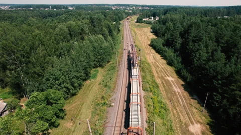 Railroad Track Construction. Train Track Repair and Maintenance. 스톡 동영상 167380443