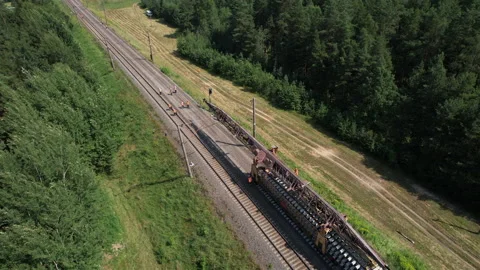 Railroad Track Construction. Train Track Repair and Maintenance. Vidéo 219828524
