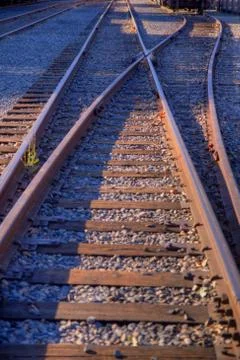 Railroad track fork Stock Photos