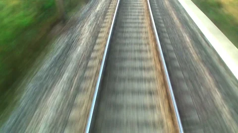 Railroad track at high speed Stock Footage 1064949