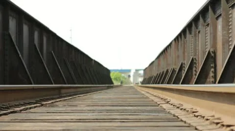 Railroad track with highway in background 스톡 동영상 11183059