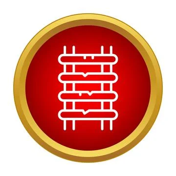 Railroad track icon inside red golden button Illustrazione stock