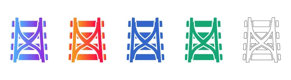 Railroad Track Switch Icon Set Illustrazione stock