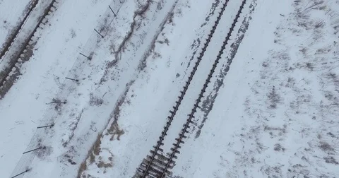 Railroad Track Top View Stock Footage 76919463
