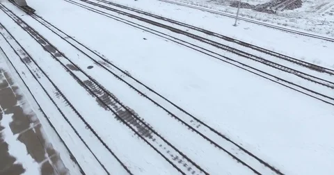 Railroad Track Top View Stock Footage 76919928