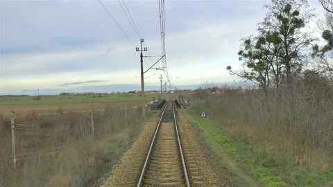 Railroad tracks in 4K Stock Footage 87574695