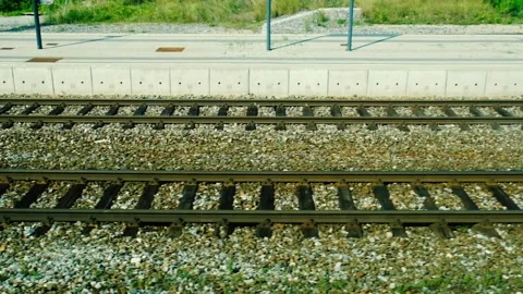 Railroad tracks from above Stock Footage 136900360