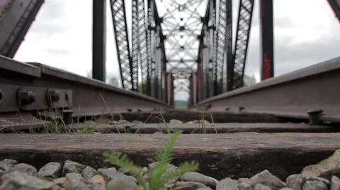 Railroad tracks on the Bridge Stock Footage 48632702