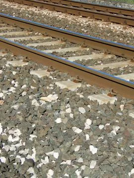 Railroad tracks close-up, diagonal Foto stock