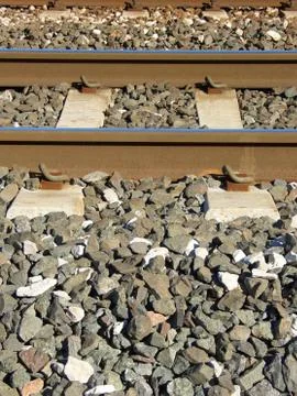 Railroad tracks close-up, parallel Stock Photos